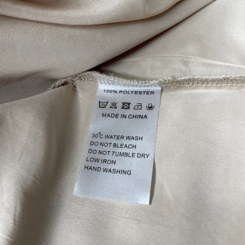 Anthology Tan Pleated Drop Waist Slip Dress XL Backless Satin Feel Minimalist - Picture 10 of 11